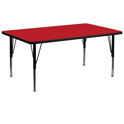 Wren 30''W X 72''L Rectangular Red Hp Laminate Activity Table Height Adjustable Short Legs