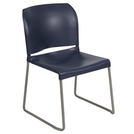 Hercules Series 880 Lb. Capacity Navy Full Back Contoured Stack Chair With Gray Powder Coated Sled Base