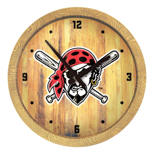 Pittsburgh Pirates: Pirate Weathered "Faux" Barrel Top Clock