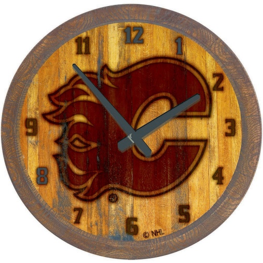 Calgary Flames: Branded "Faux" Barrel Top Wall Clock