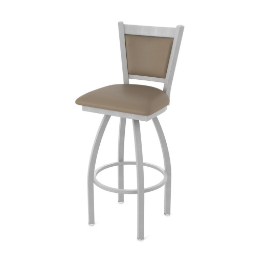 870 Hadleigh Swivel Stool With Anodized Nickel Finish And Canter Earth Seat And Back