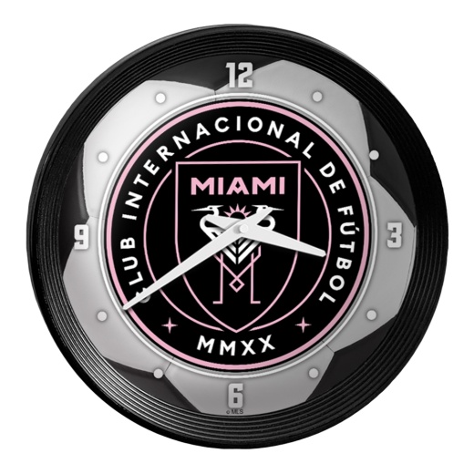 Inter Miami Cf: Soccer Ball Ribbed Frame Wall Clock