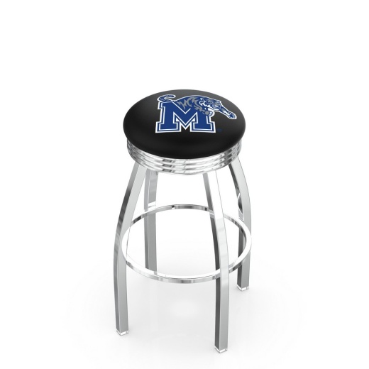 L8c3c Chrome Memphis Swivel Bar Stool With 2.5" Ribbed Accent Ring By Holland Bar Stool Company