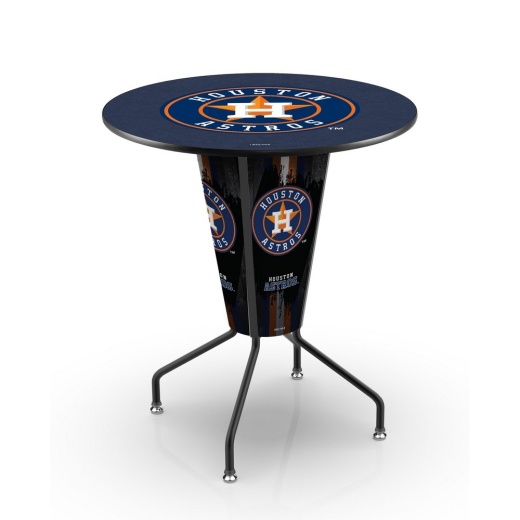 L218 Houston Astros 42" Tall 36" Indoor Logo Top Lighted Pub Table With Black Wrinkle Finish