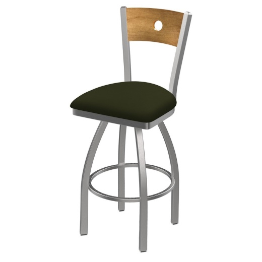 830 Voltaire Swivel Counter Stool With Stainless Finish, Medium Back, And Canter Pine Seat