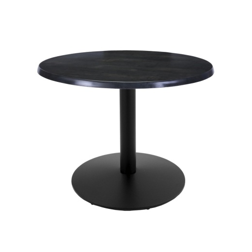 Indoor/Outdoor 30" Tall Od214 Black Table Base With 22" Diameter Foot And 30" Diameter Indoor/Outdoor Black Steel Top By The Holland Bar Stool Co