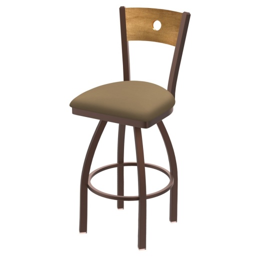 830 Voltaire Swivel Stool With Bronze Finish, Medium Back And Canter Sand Seat