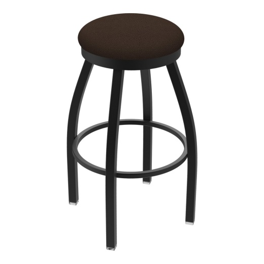 802 Misha Swivel Stool With Black Wrinkle Finish And Rein Coffee Seat