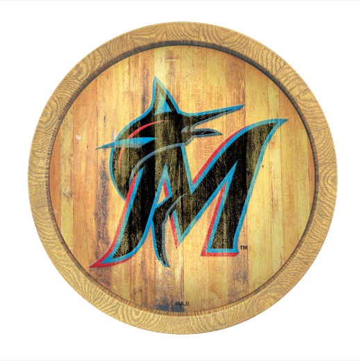 Miami Marlins: Logo Weathered "Faux" Barrel Top Sign