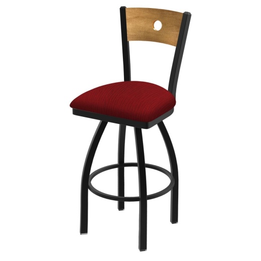 830 Voltaire 36" Swivel Counter Stool With Black Wrinkle Finish, Medium Back, And Graph Ruby Seat