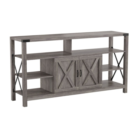 Wyatt 60" Modern Farmhouse Tall Tv Console Cabinet With Storage Cabinets And Shelves For Tv's Up To 60", Gray Wash