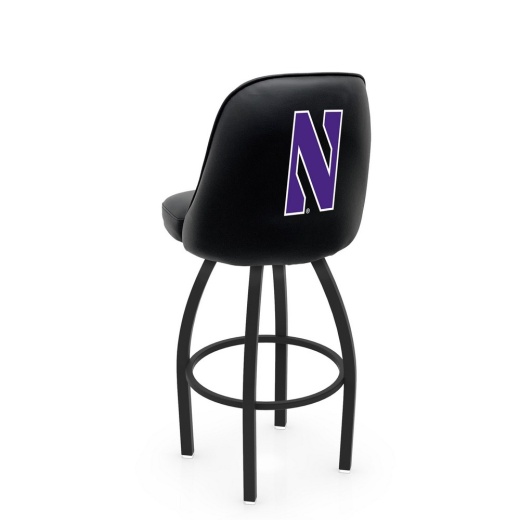 L048 Logo Grizzly Northwestern Swivel Stool With Black Wrinkle Finish By Holland Stool Co