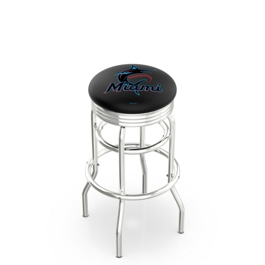 L7c3c Miami Marlins Doubleing Swivel Stool With Chrome Finish By Hbs
