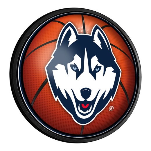 Uconn Huskies: Basketball Round Slimline Lighted Wall Sign