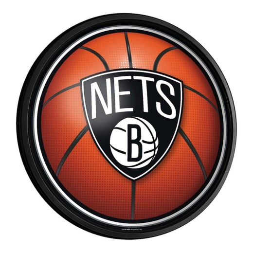 Brooklyn Nets: Basketball Round Slimline Lighted Wall Sign
