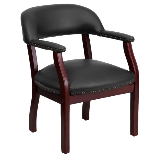 Diamond Black Vinyl Luxurious Conference Chair With Accent Nail Trim