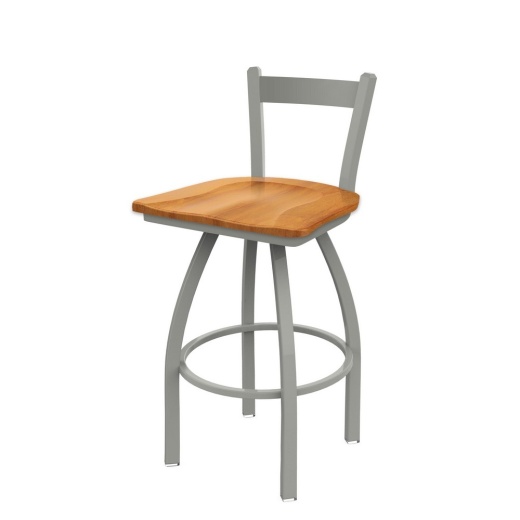 821 Catalina Low Back Swivel Stool With Anodized Nickel Finish And Medium Maple Seat