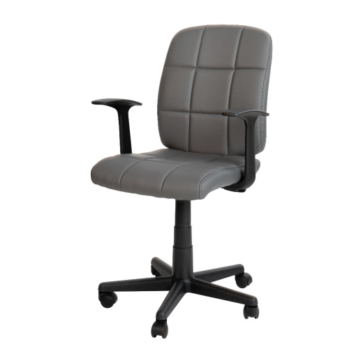 Clayton Midback Gray Quilted Vinyl Swivel Task Office Chair With Arms