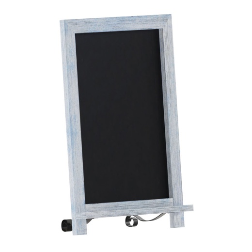 Canterbury 12" X 17" Rustic Blue Tabletop Magnetic Chalkboard Sign With Metal Scrolled Legs, Hanging Wall Chalkboard, Countertop Memo Board