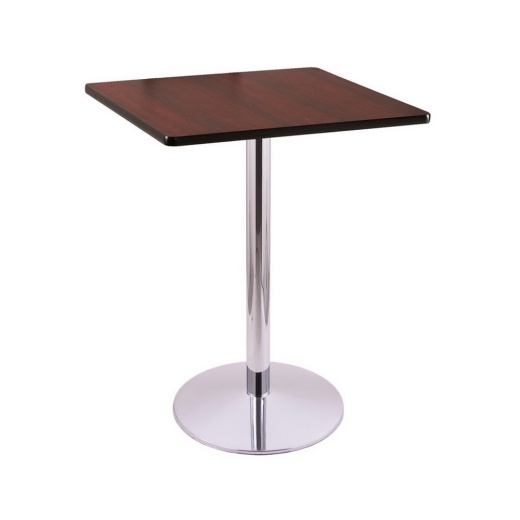 42" Tall Bar Height 214 Table With A Chrome Finish, 22" Diameter Round Footed Base And A Square Reversable (Black Or Dark Cherry) Top 36 X 36 Inch - Square