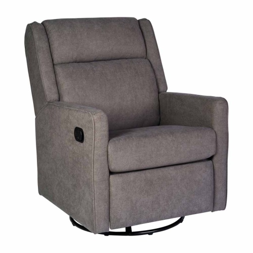 Cash Swivel Glider Rocker Recliner Chair, Manual 360 Degree Swivel Recliner Perfect For Living Room, Bedroom, Or Nursery In Dark Gray Upholstery