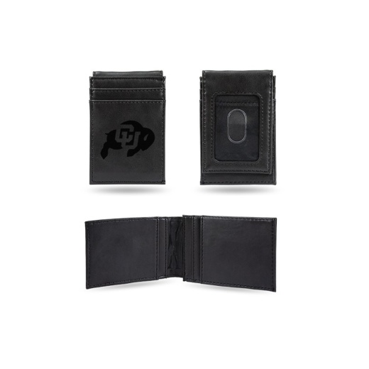 Colorado University Laser Engraved Black Front Pocket Wallet
