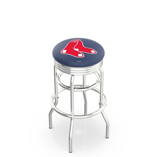 L7c3c Boston Red Sox Doubleing Swivel Stool With Chrome Finish By Hbs
