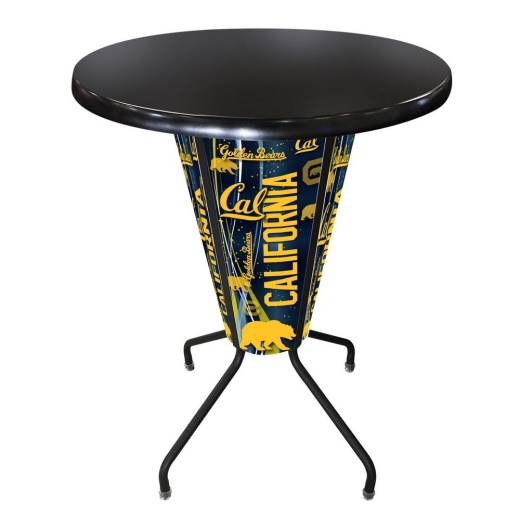 L218 University Of California 42" Tall 36" Indoor/Outdoor Black Steel Top Lighted Pub Table With Black Wrinkle Finish
