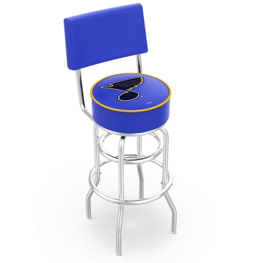 L7c4 Chrome Double Ring St Louis Blues Swivel Bar Stool With A Back By Holland Bar Stool Company