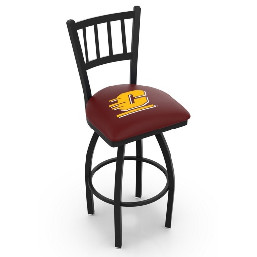 L018 Black Wrinkle Central Michigan Swivel Bar Stool With Jailhouse Style Back By Holland Bar Stool Co
