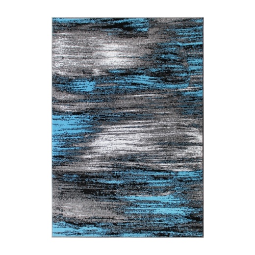 Rylan Collection 5' X 7' Blue Scraped Design Area Rug Olefin Rug With Jute Backing Living Room, Bedroom, Entryway