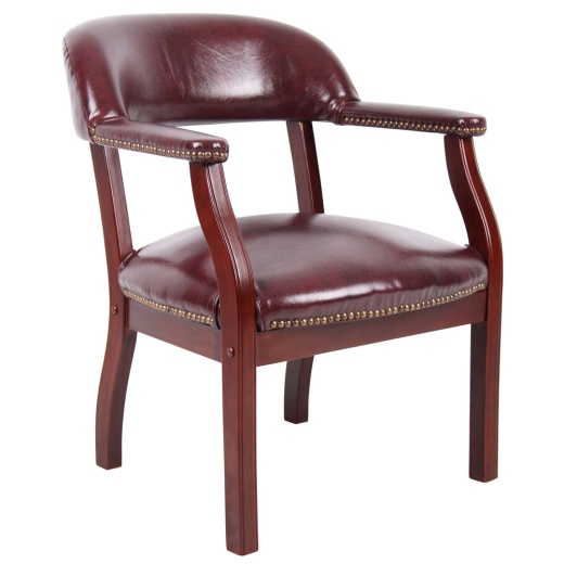 Boss Captain's Guest, Accent Or Dining Chair In Burgundy Vinyl