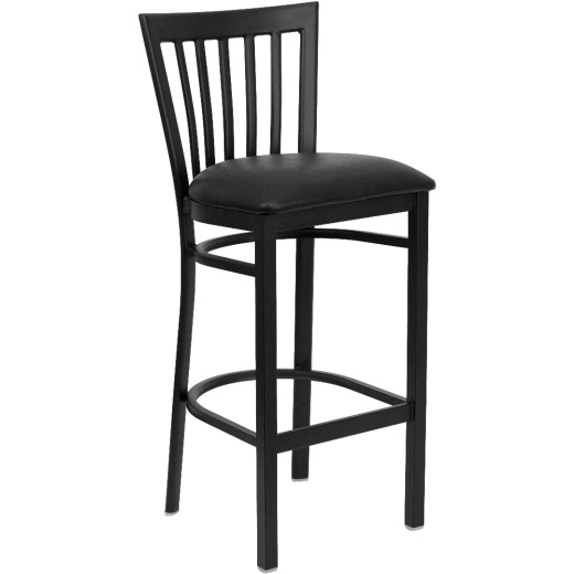 Hercules Series Black School House Back Metal Restaurant Barstool Black Vinyl Seat