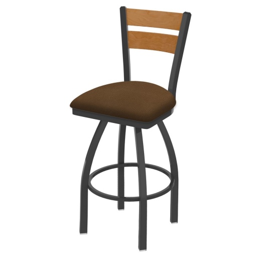 832 Thor Swivel Stool With Pewter Finish, Medium Back And Rein Thatch Seat