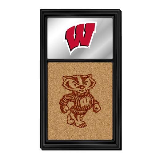 Wisconsin Badgers: Dual Logo Mirrored Cork Note Board