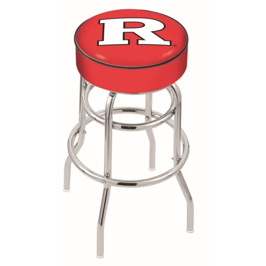 L7c1 4" Rutgers Cushion Seat With Doublering Chrome Base Swivel Bar Stool By Holland Bar Stool Company