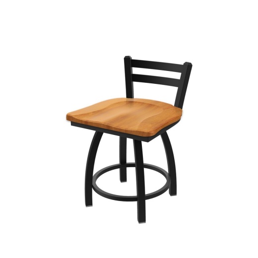 411 Jackie Low Back Swivel Stool With Black Wrinkle Finish And Medium Maple Seat