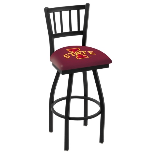 L018 Black Wrinkle Iowa State Swivel Bar Stool With Jailhouse Style Back By Holland Bar Stool Co