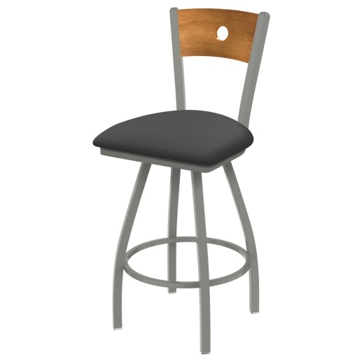 Xl 830 Voltaire Swivel Stool With Anodized Nickel Finish, Medium Back, And Canter Storm Seat