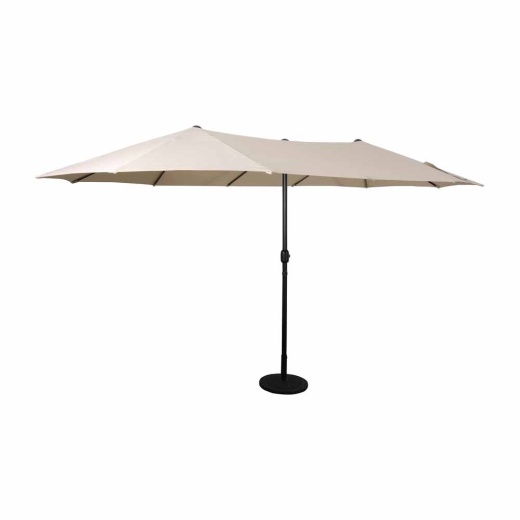 Elizabeth Commercial Grade 15 Ft Triple Head Patio Umbrella With Crank And Easy Lift Functionality In Tan