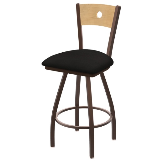 Xl 830 Voltaire Swivel Stool With Bronze Finish, Natural Back, And Canter Espresso Seat