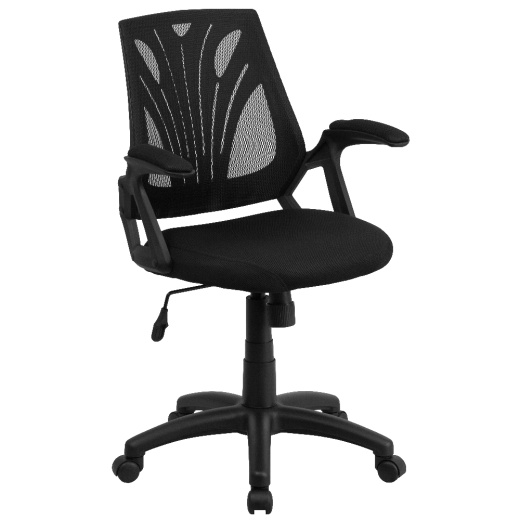 Sam Midback Designer Black Mesh Swivel Task Office Chair With Open Arms