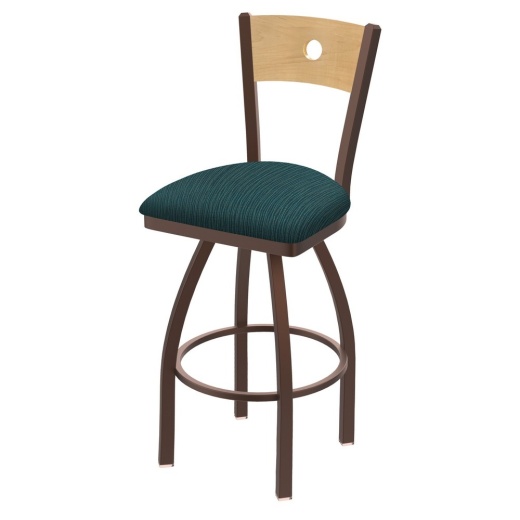 830 Voltaire Swivel Stool With Bronze Finish, Natural Back And Graph Tidal Seat