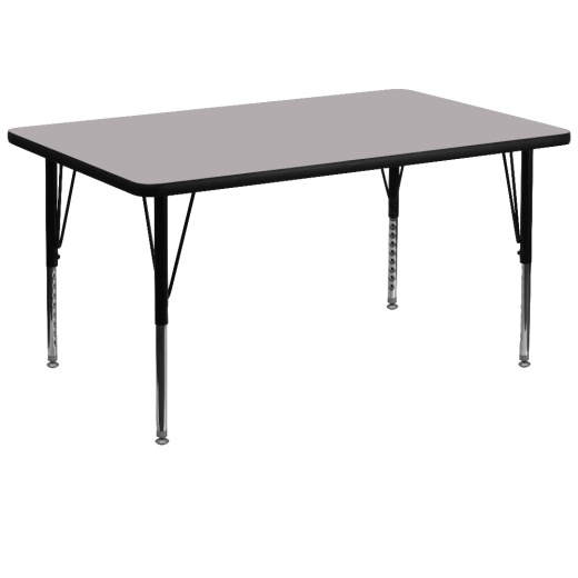Wren 36''W X 72''L Rectangular Grey Thermal Laminate Activity Table Height Adjustable Short Legs