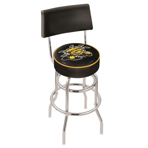 L7c4 Chrome Double Ring Wichita State Swivel Bar Stool With A Back By Holland Bar Stool Company