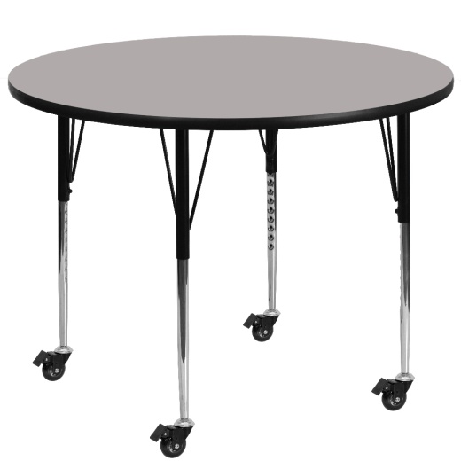 Wren Mobile 48'' Round Grey Hp Laminate Activity Table Standard Height Adjustable Legs