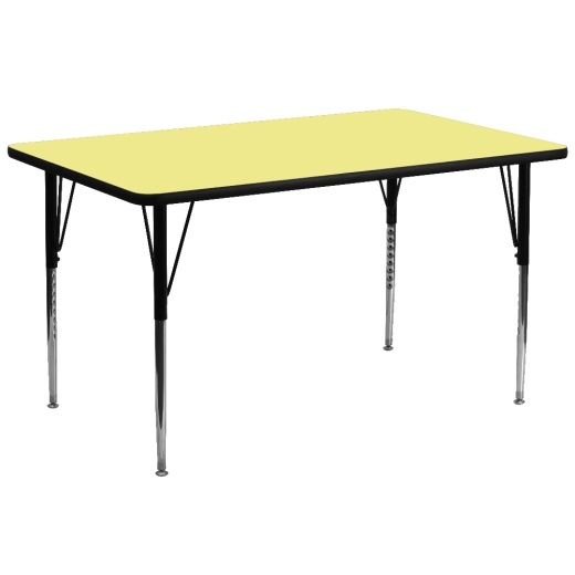 Wren 30''W X 72''L Rectangular Yellow Thermal Laminate Activity Table Standard Height Adjustable Legs
