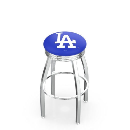 L8c3c Los Angeles Dodgers Swivel Stool With Chrome Finish By Hbs