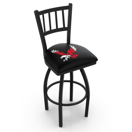 L018 Black Wrinkle Eastern Washington Swivel Bar Stool With Jailhouse Style Back By Holland Bar Stool Co