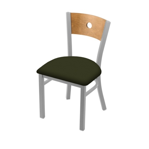 630 Voltaire 18" Chair With Anodized Nickel Finish, Medium Back, And Canter Pine Seat